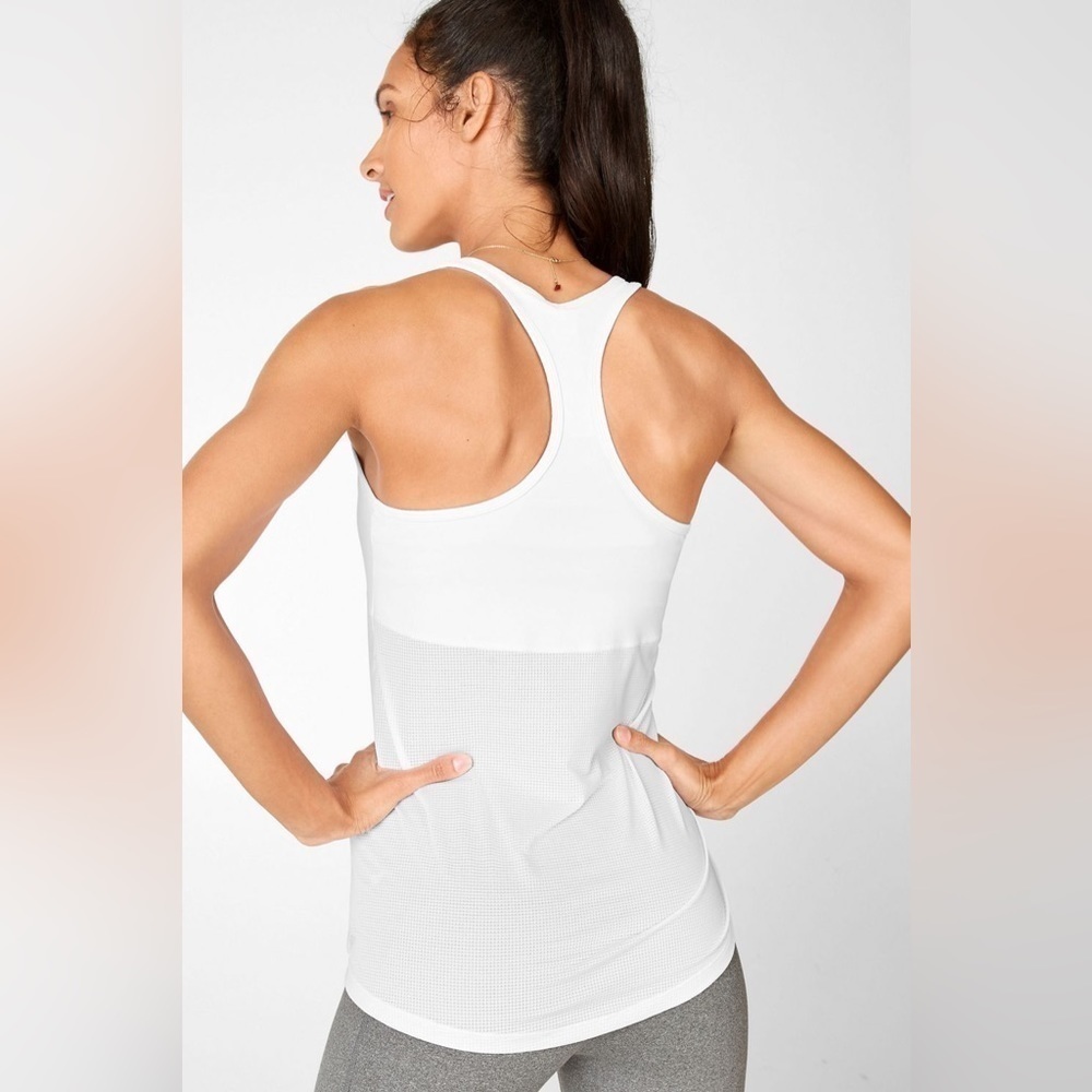 Fabletics White Cashel Curved Cinch Tank Racerback Loose Fit Tank Top Size xxl - Picture 2 of 6